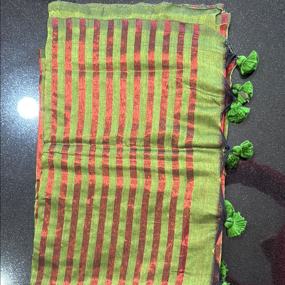 Green and Red tissue saree